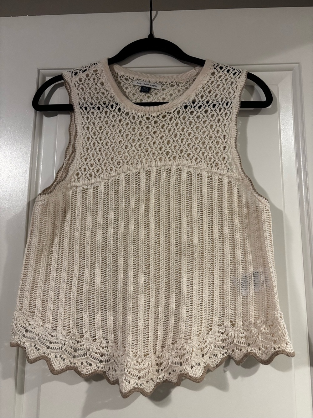 Abercrombie & Fitch Cream Open-Knit Sleeveless Top